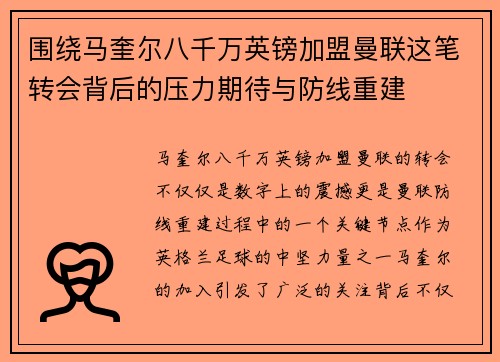 围绕马奎尔八千万英镑加盟曼联这笔转会背后的压力期待与防线重建